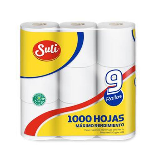 Papel Higiénico Suli 1000 Hojas - 9 Rollos