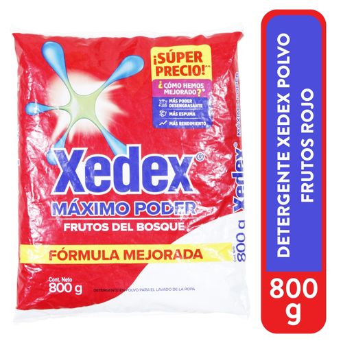 Detergente en Polvo Xedex Frutos Rojos Máximo Poder - 800 g