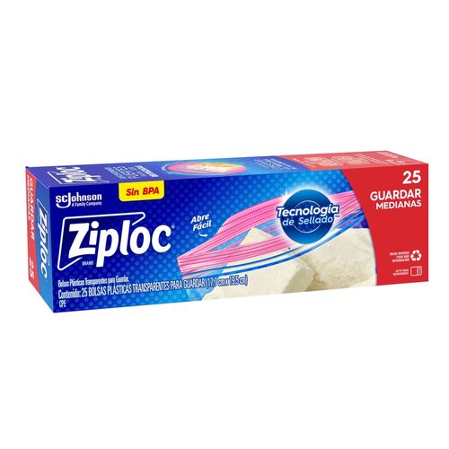 Bolsa Reutilizable Ziploc Multiusos Guardar Medianas - 25 Uds