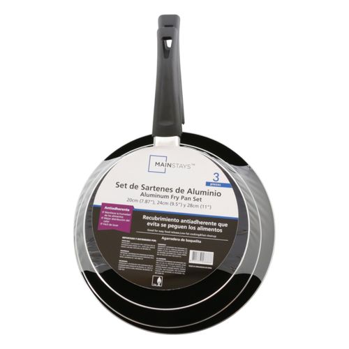Ollas, Baterías y Sartenes Mainstays Set Sartenes 20 24 28 cm Aluminio Ms