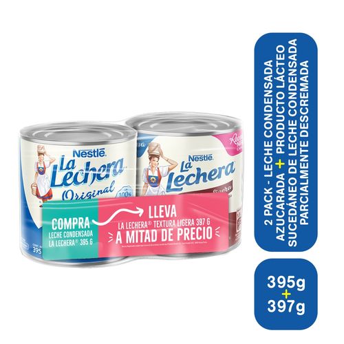 Leche Condensada La Lechera Original y Textura Ligera 2 Pack - 792 g