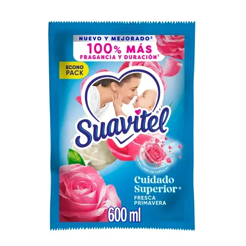 Suavizante de Telas Suavitel Cuidado Superior Fresca Primavera Sachet -600ml