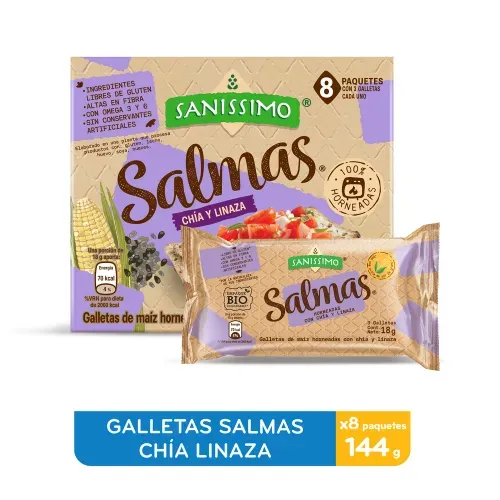 Galleta Saníssimo Salmas Chía y Linaza 8 pack - 144 g