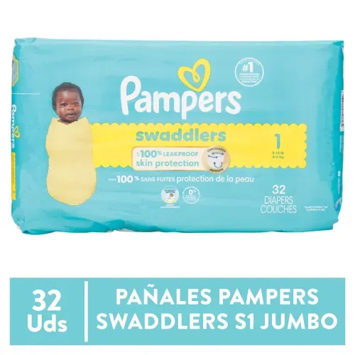 Pañales Pampers Swaddlers Jumbo Talla 1 -32 Unidades
