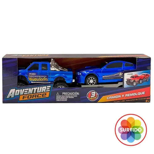 Vehículo Adventure Force camión y remolque de fricción escala 1:32