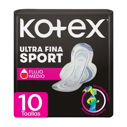 Toallas Femeninas Kotex Sport Ultradelgadas - 10 Unidades