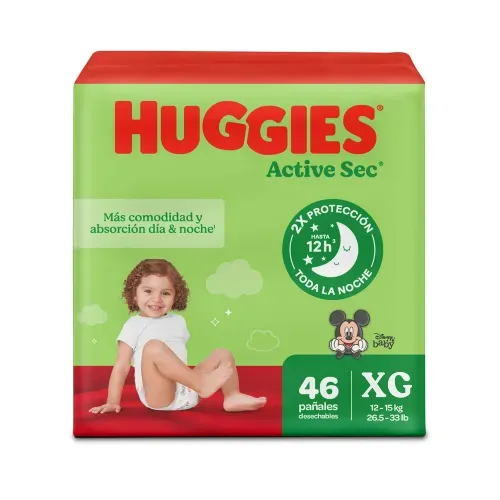 Pañales Huggies Active Sec Etapa 4/XG - 46 Unidades