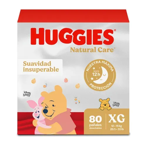 Pañales Huggies Natural Care Etapa 4/XG Suavidad Insuperable - 80 Un