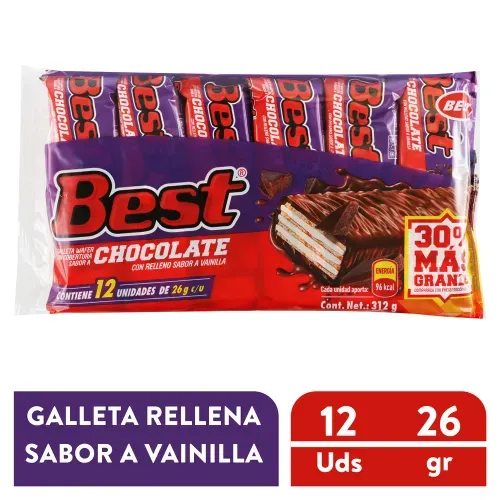 Galleta Best wafer con cobertura de chocolate - 312 g