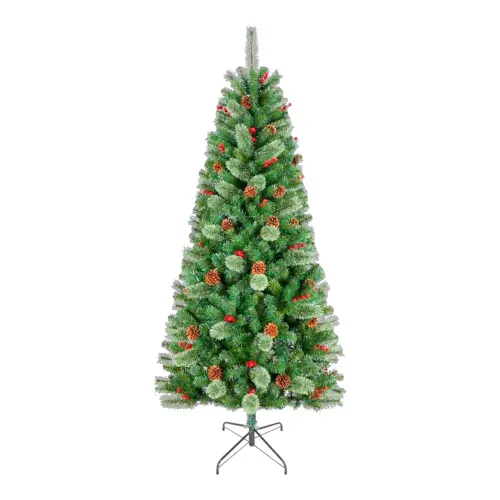 Arbol Navideño Holiday Time verde berrie 213 cm de altura (6.99 pies)con 731 ramas mixtas N3