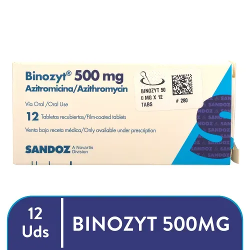 Anticonceptivos, Hormonal y Salud Sexual Sandoz Binozyt 500 mg x 12 Tabs Unidad