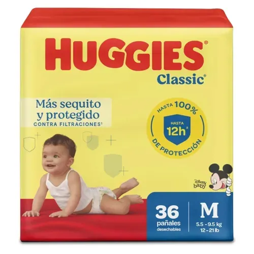 Pañales Huggies Classic Etapa 2/M - 36 Unidades