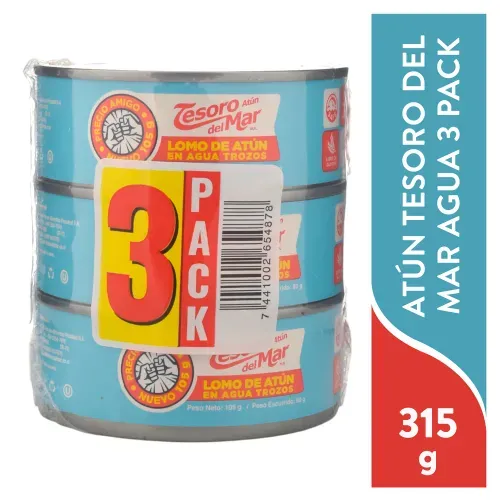 Atun Tesoro Del Mar Agua 3pack 315g