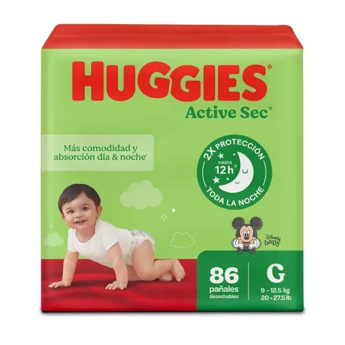 Pañales Huggies Active Sec Etapa 3/G - 86 Unidades