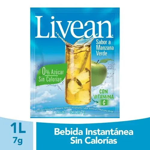 Bebida instantánea Livean sabor Manzana Verde - 7 g