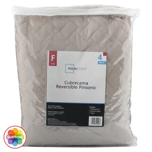 Cubrecama Matrimonial Mainstays Diseño Liso Con Fundas Y Cojín.