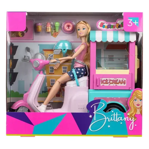 Muñeca Britany moto pastelera con accesorios