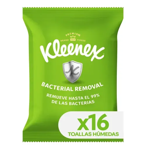 Toallas húmedas Kleenex Bacterial Removal - 16 Unidades