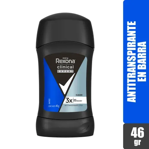 Desodorante Rexona Caballero Clinical Expert Clean Barra - 46 g