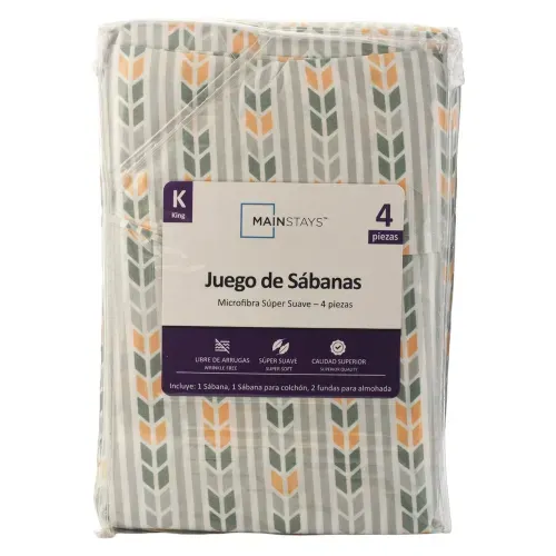 Set de sábanas Mainstays king estampado chevron gris - 3 pzas
