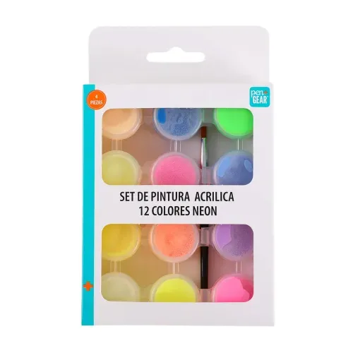 Pintura Acrílica Pen Gear colores neón 12 colores - 4 pzas