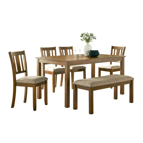 Set de comedor Home Trends con banca café - 6 Pzas