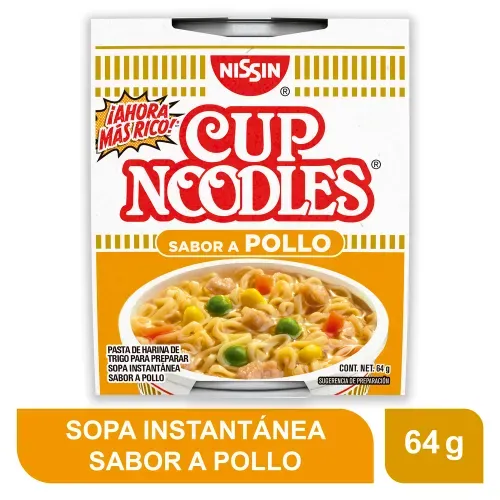 Sopa Instantánea Nissin Cup Noodles Sabor Pollo Vaso - 64 g