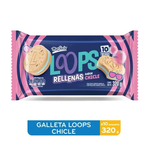 Galleta Loops rellena sabor chicle - 320 g
