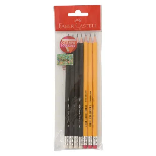 Lapices Faber Castell Ecolápiz 3 Amarillos y 3 Negros Blister