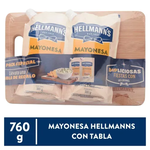 Mayonesa Hellmanns Con Tabla 2pack 760gr