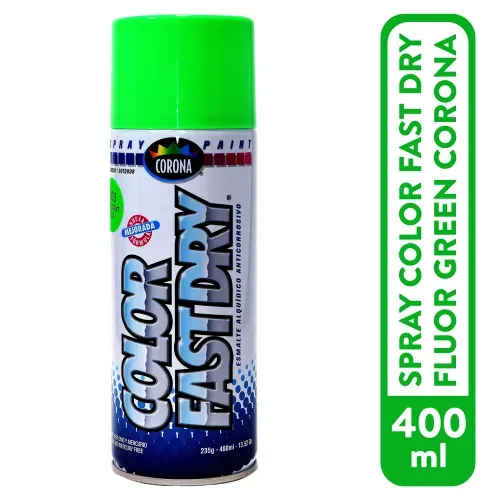 Pintura en spray Corona color fast dry fluor green - 235 g