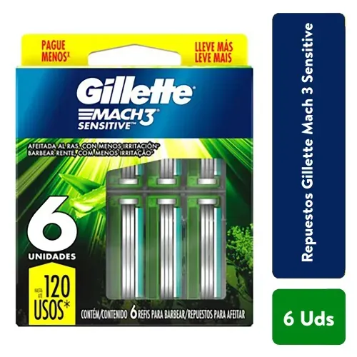 Gillette Mach 3 Sensitive 6u Repuesto