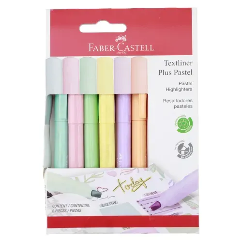 Resaltador Faber Castell Tipo Pluma Pastel 38 Blister 6 Unidades