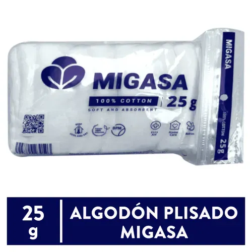 Algodon Plisado Migasa 25 Gramos-Precio indicado por material medico