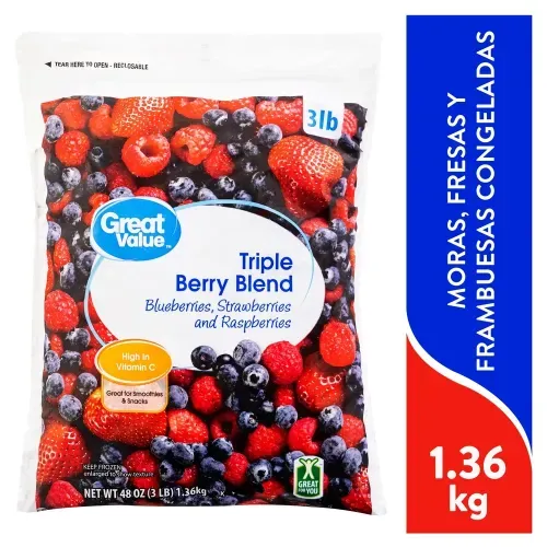 Mezcla Great Value Triple Bayas Congeladas 48 oz - 1.36 kg