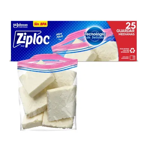 Bolsa Reutilizable Ziploc Multiusos Guardar Medianas - 25 Uds