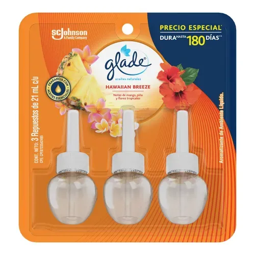 Aromatizante Glade Aceites Naturales Hawaiian Breeze 3 Pack - 63ml