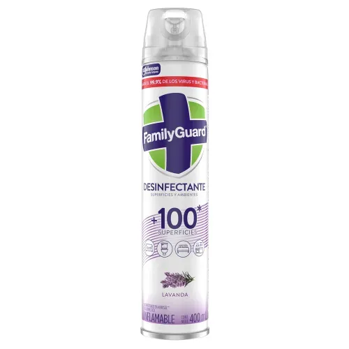 Desinfectante de Superficies y Eliminador de Olores Family Guard en Aerosol Aroma Lavanda - 400 ml