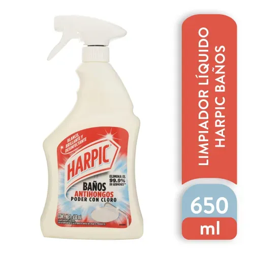 Limpiador De Baño Harpic  Anti-Hongos White & Shine Con Cloro Rociador -650ml
