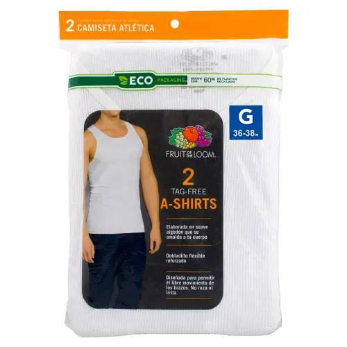 Playera Marca Fruit Of The Loom Tirantes Color Blanco 2 Pack Talla L