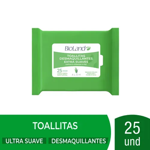 Toallitas Desmaquillantes Bioland Extra Suaves - 25 unidades