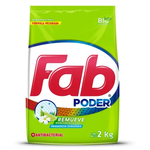 Detergente Fab 3 en polvo antibacterial limón - 2000 g