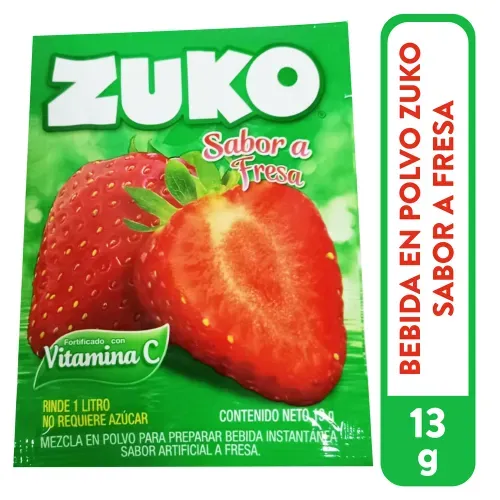 Bebida En Polvo Zuko Sabor Fresa - 13 g