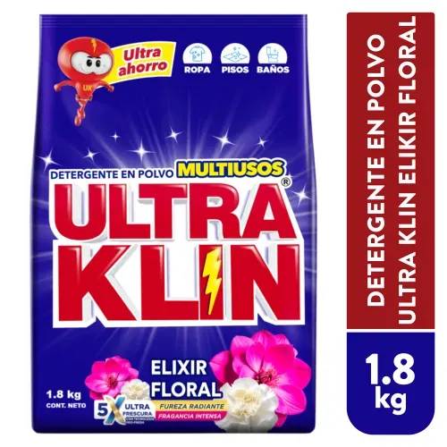 Detergente Polvo Ultraklin Elixir 1800g