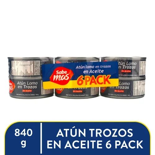 Atún Sabemas Trozos En Aceite 6 PACK - 840 g