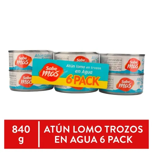 Atún Sabemas Trozos En Agua 6 PACK - 840 g