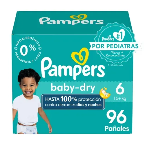 Pañales Pampers Baby-Dry Talla 2 Protección Contra Derrames - 112 Uds