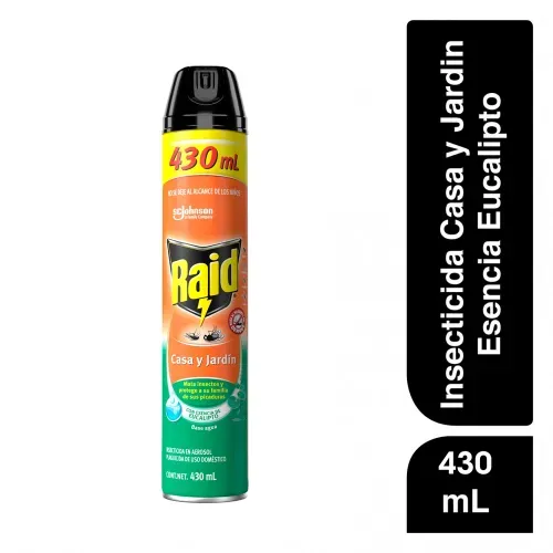 Insecticida Raid En Aerosol Casa y Jardín Eucalipto - 430 ml