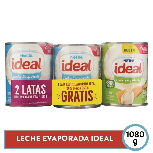 Leche Evaporad 2p Mas Ideal Light 1080g