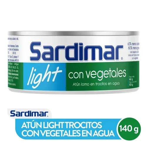 Atún Sardimar trocitos en agua con vegetales light - 140 g